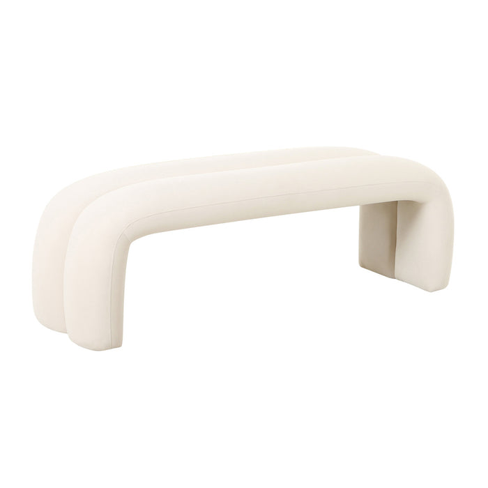 Lucien Cream Velvet Channeled Bench - Luxury Living Collection