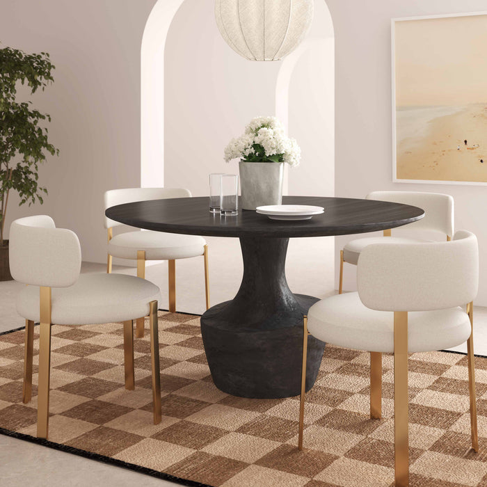 Danilo Black Acacia & Faux Plaster 54" Round Dining Table - Luxury Living Collection