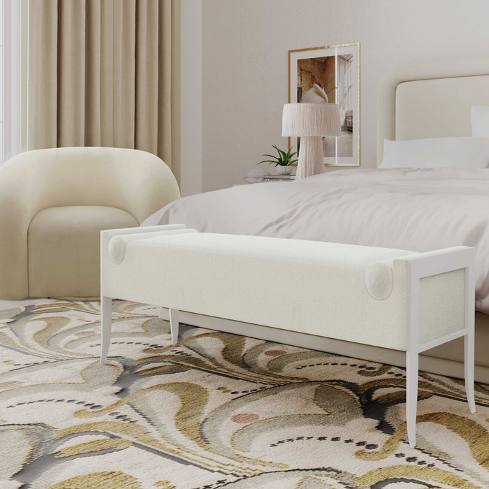 Vida Cream Textured Boucle Bench - Luxury Living Collection