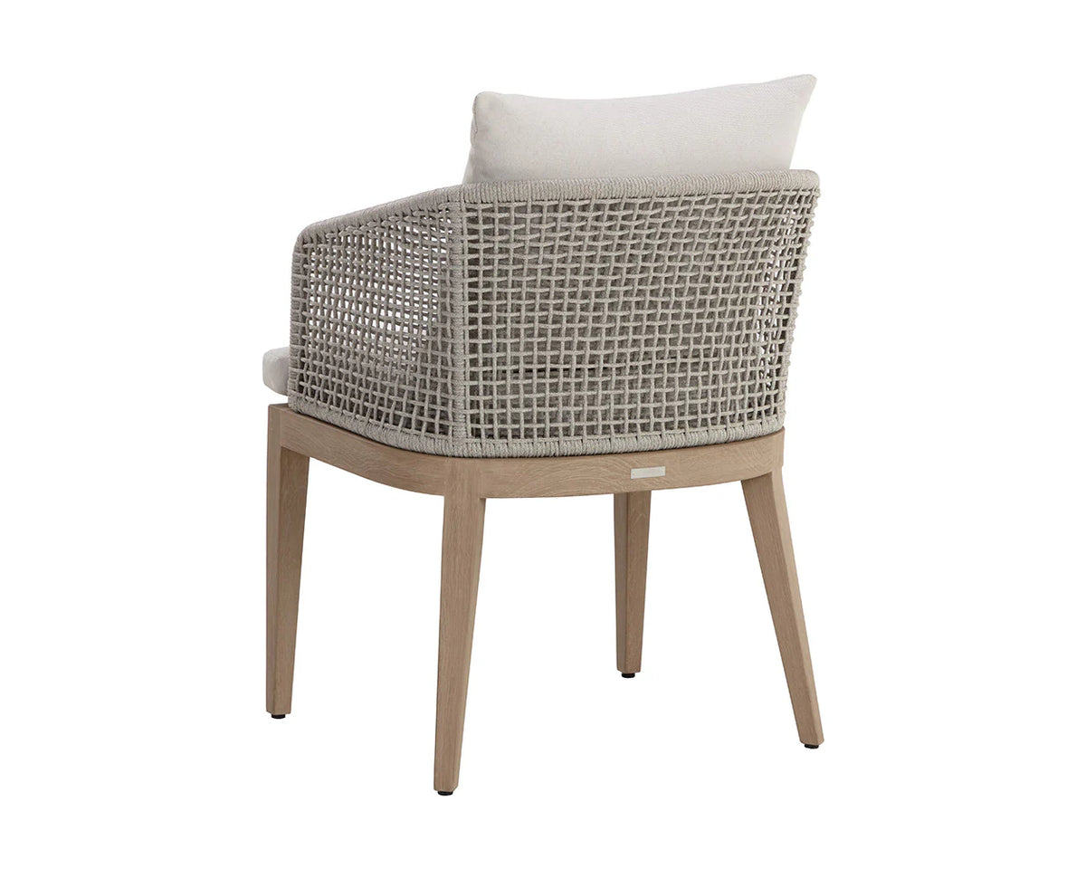 Nicolette Indoor/Outdoor White 55" Dining Table & Outdoor Capri Brown Teak Dining Chairs (Set of 4)