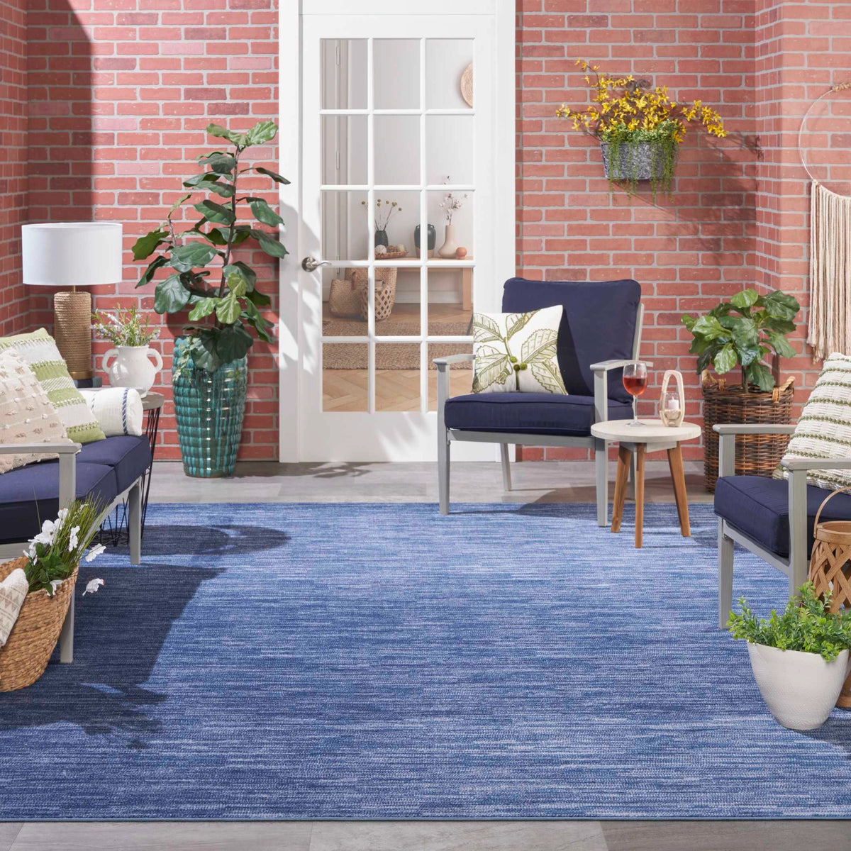 Ainslee Indoor/Outdoor Navy Blue Area Rug - Elegance Collection