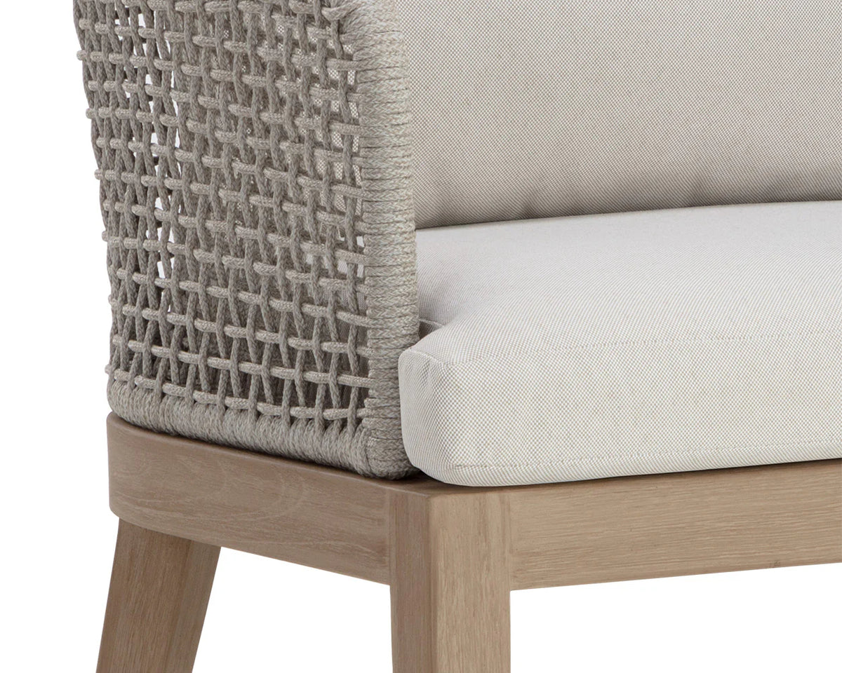 Nicolette Indoor/Outdoor White 55" Dining Table & Outdoor Capri Brown Teak Dining Chairs (Set of 4)