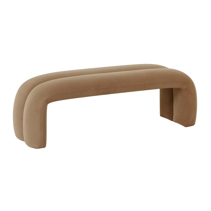 Lucien Taupe Velvet Channeled Bench - Luxury Living Collection