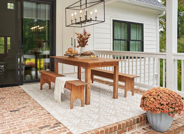 Annitra Indoor/Outdoor Ivory & Grey Patterned Area Rug - Elegance Collection