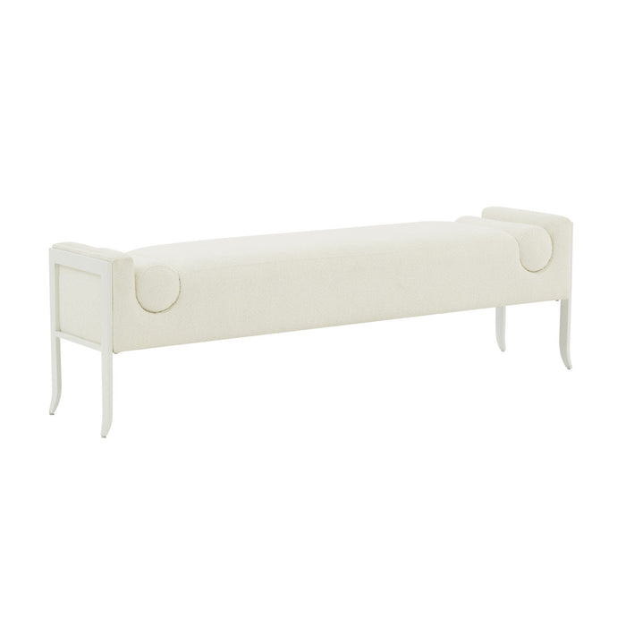 Vida Cream Textured Boucle Bench - Luxury Living Collection