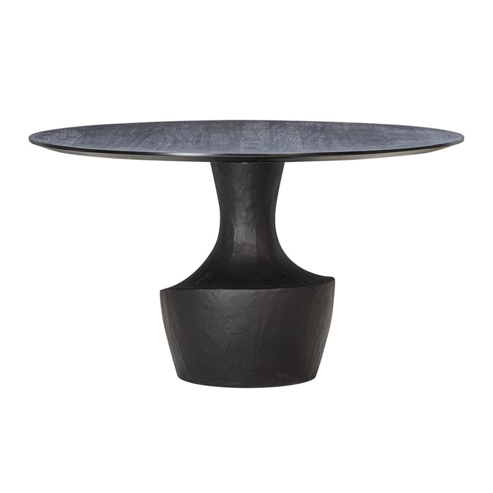 Danilo Black Acacia & Faux Plaster 54" Round Dining Table - Luxury Living Collection