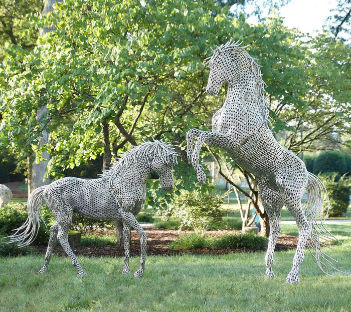 Horse Walking Stainless Steel Sculpture (Indoor or Outdoor)