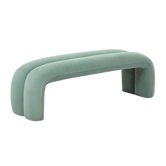 Lucien Green Velvet Channeled Bench - Luxury Living Collection