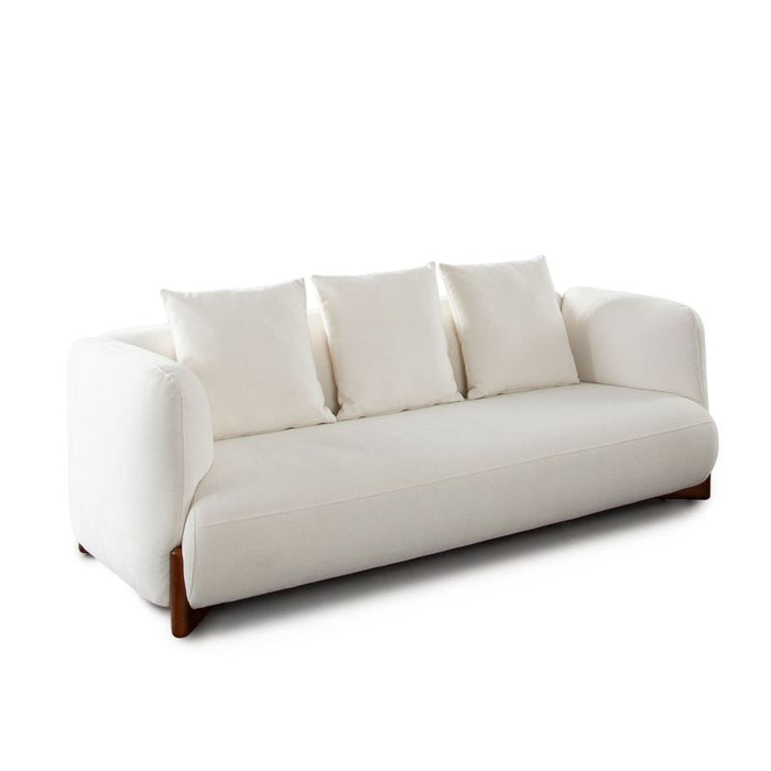Ariah 89" Elite Ivory Fabric w/ Wood Legs Sofa