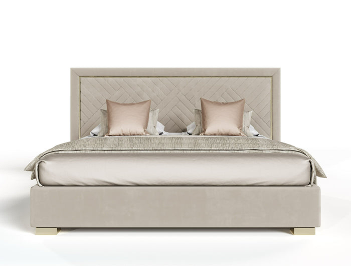 Darcy Modern Off White Velvet Modern Bed