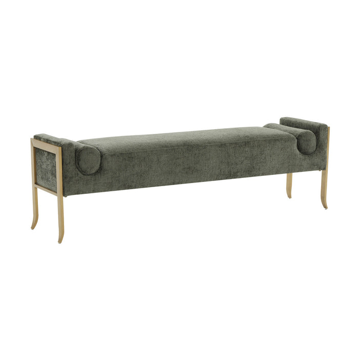 Vida Green Textured Velvet Bench - Luxury Living Collection