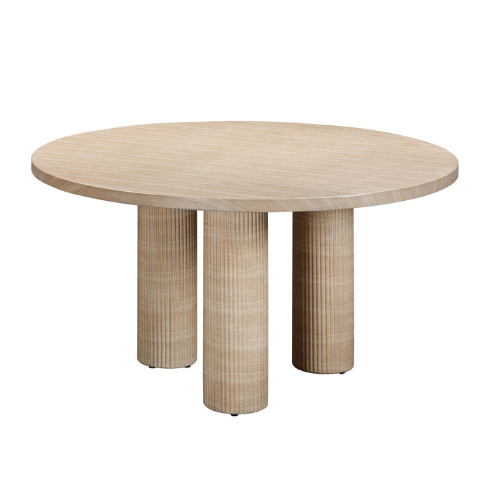 Tallo Textured Faux Travertine Indoor / Outdoor 55" Round Dining Table