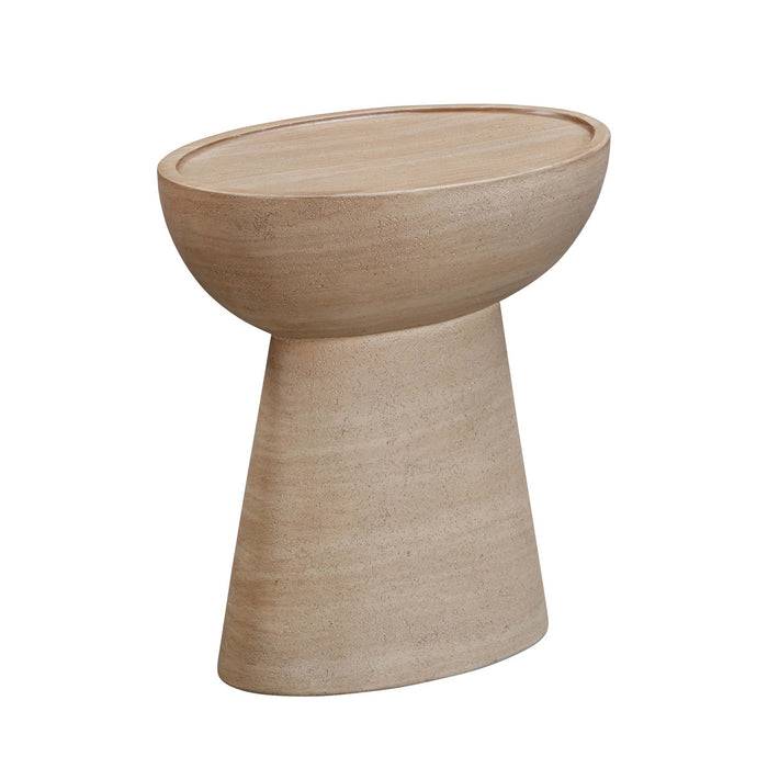 Cline Textured Faux Travertine Indoor / Outdoor Side Table