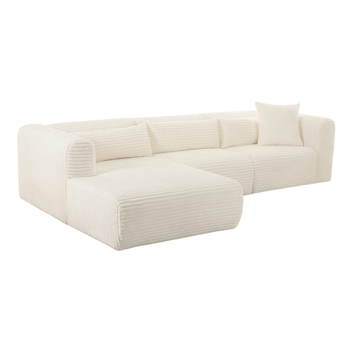 Telav Fluffy Oversized Cream Corduroy Modular LAF Sectional