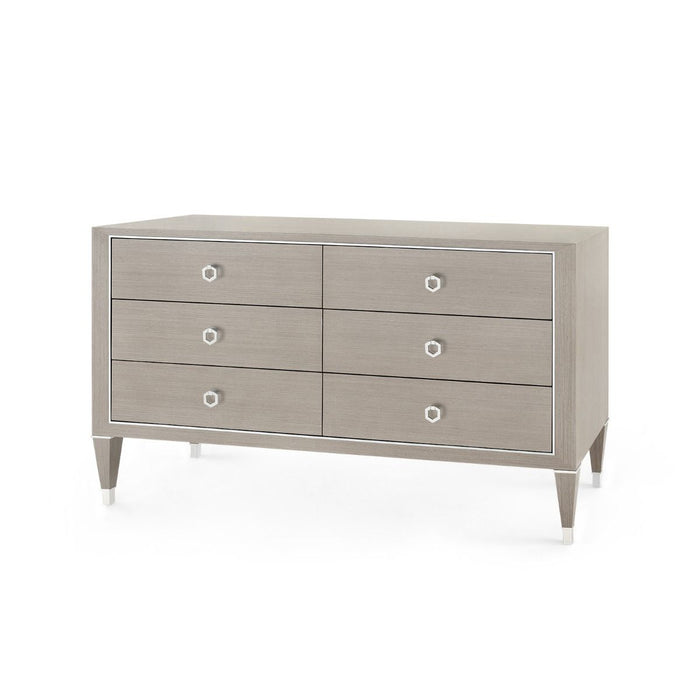 Lanna 60" Extra Large Taupe Grey and Nickel Dresser