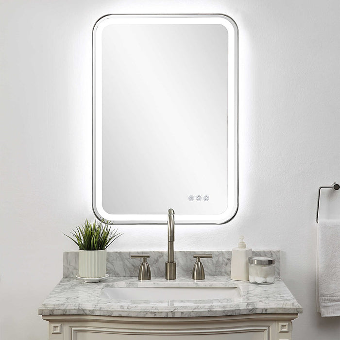 Miraze 32" Silver Lighted Vanity Rectangular Mirror