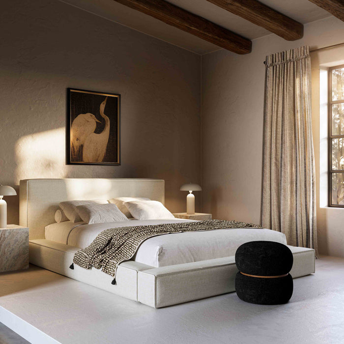 Galen Modern Cream Linen Bed - Luxury Living Collection