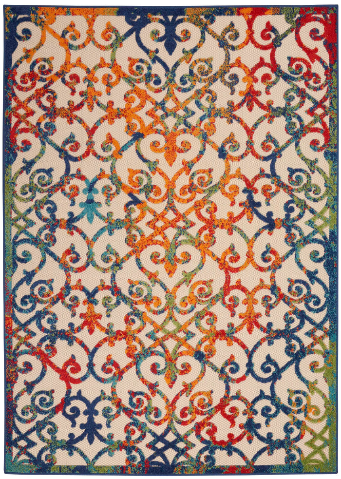 Annitra Indoor/Outdoor  Multicolor Summer Vines Area Rug - Elegance Collection