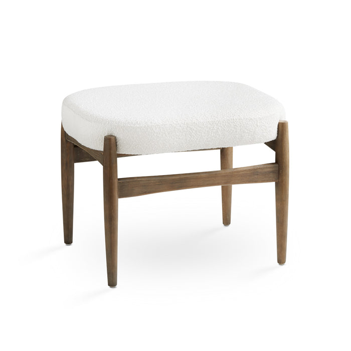 Winslow White Boucle & Wood Ottoman