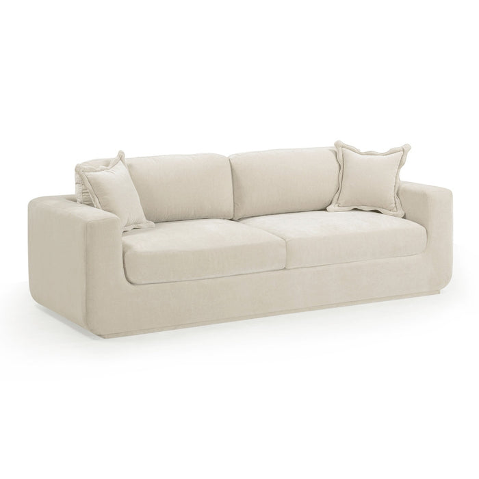Aliana 90.5" Cream Upcycled Washed Velvet Sofa