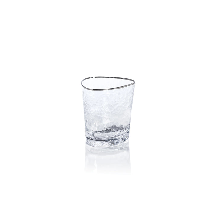 Aperitivo Triangular Double Old Fashioned Glass with Platinum Rim - Set of 12