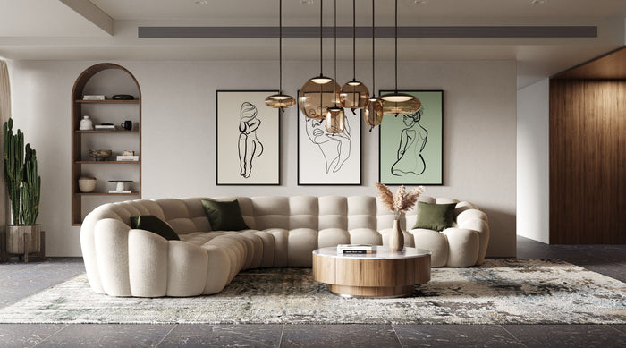 Nicoma Modern Beige Curved Sectional Sofa