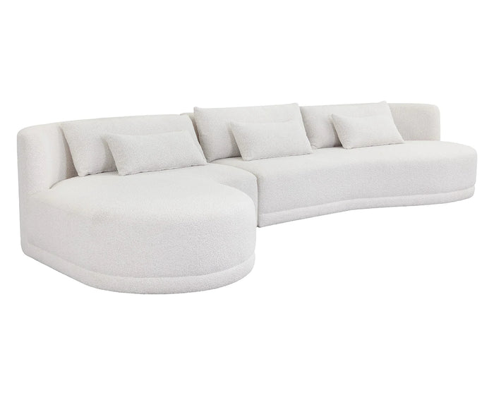 Laken 160" White Boucle Sofa Chaise - LAF