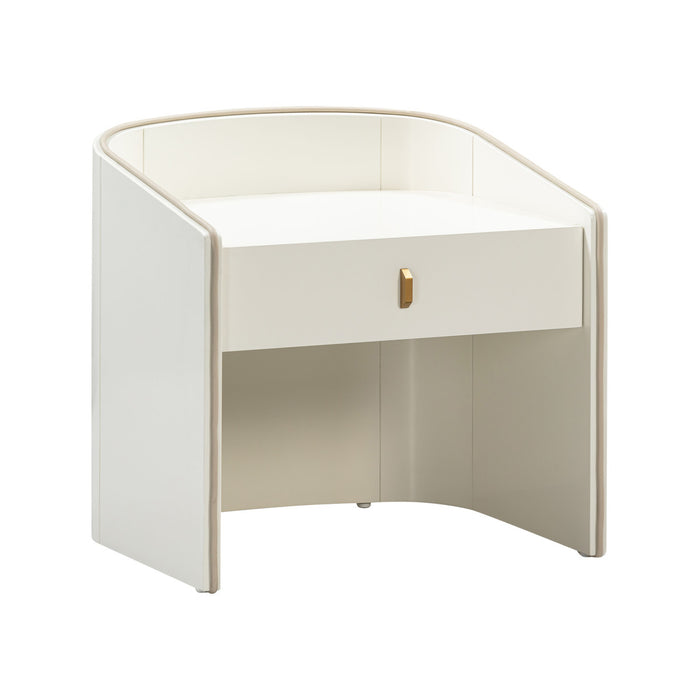 Alie Cream Lacquer Nightstand - Luxury Living Collection