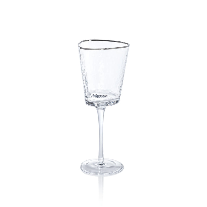 Aperitivo Triangular Wine Glass with Platinum Rim - Set of 12