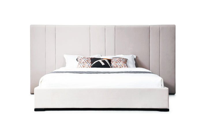 Loupe Modern Grey Velvet Bed