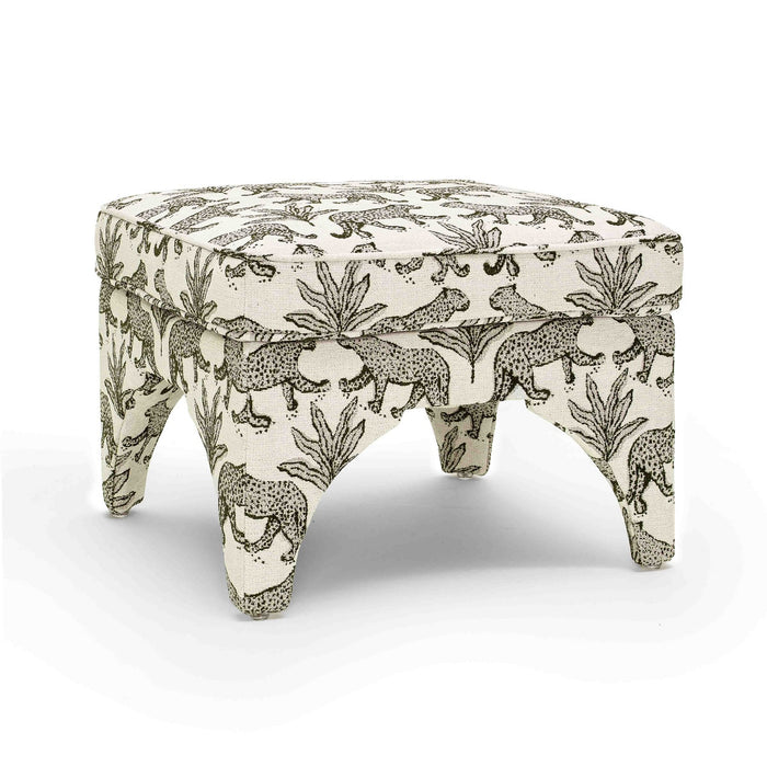 Kaelie Taupe Leopard Jacquard Ottoman