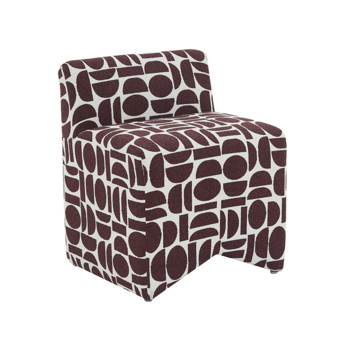 Geo Merlot Geometric Jacquard Weave Stool