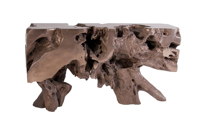 Wyn 58" Small Polished Bronze Console Table