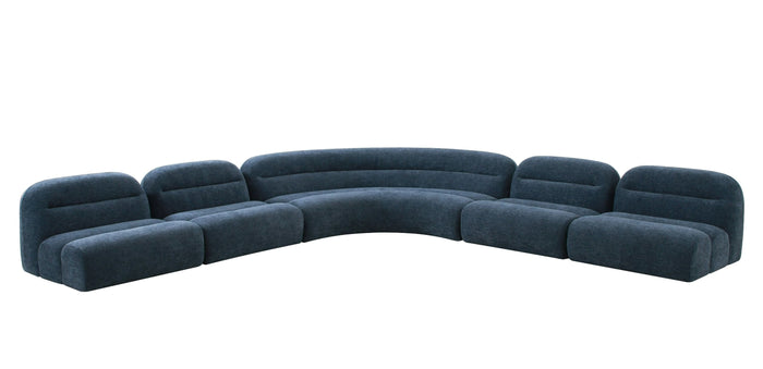Kayleeh Modern Blue Fabric Modular Sectional Sofa