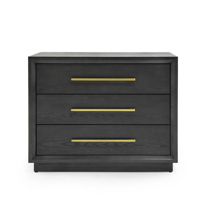 Pentra Contemporary Grey and Gold Nightstand