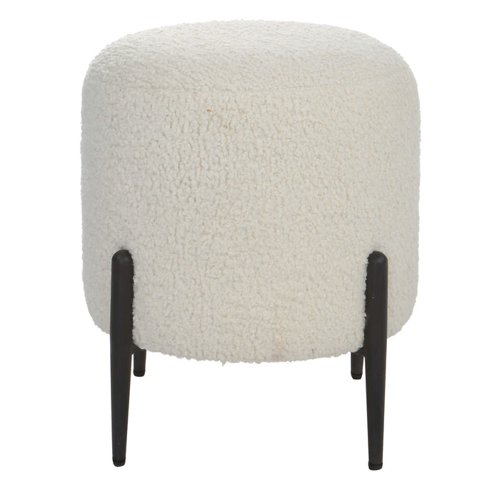 Riely White Faux Shearling Ottoman