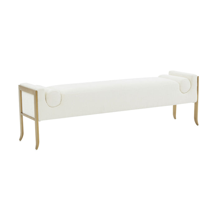 Vida Cream Textured Velvet Bench - Luxury Living Collection