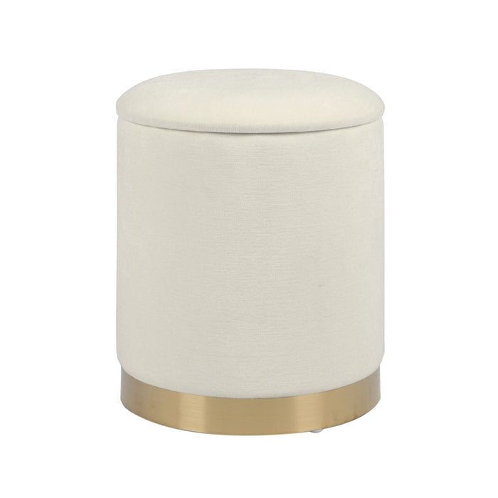Karina Cream Chenille Storage Ottman