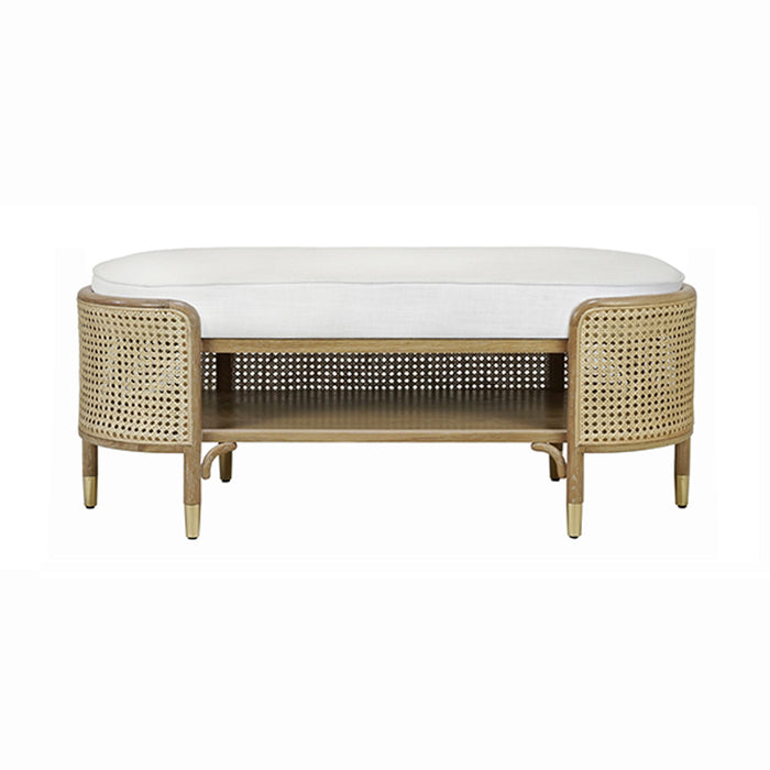 Dahlia Natural Woven Cane & Cerused Oak Bench