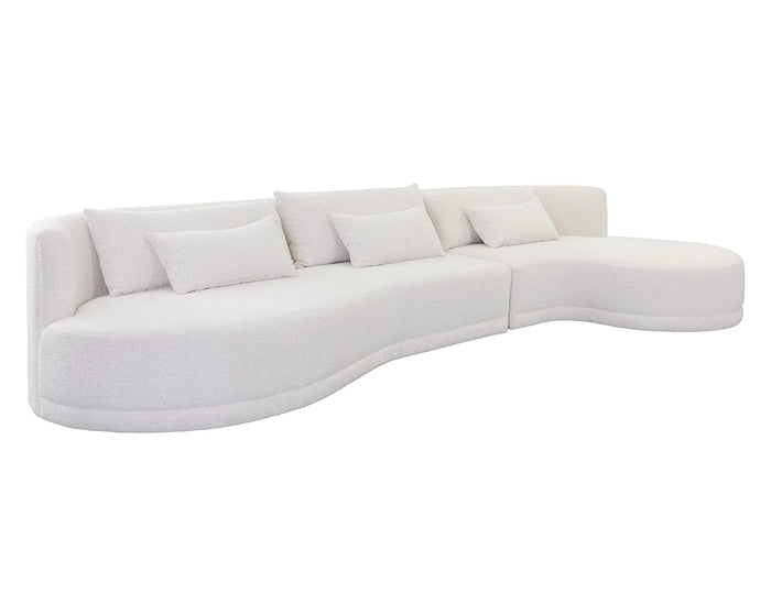 Laken 160" White Boucle Sofa Chaise - RAF