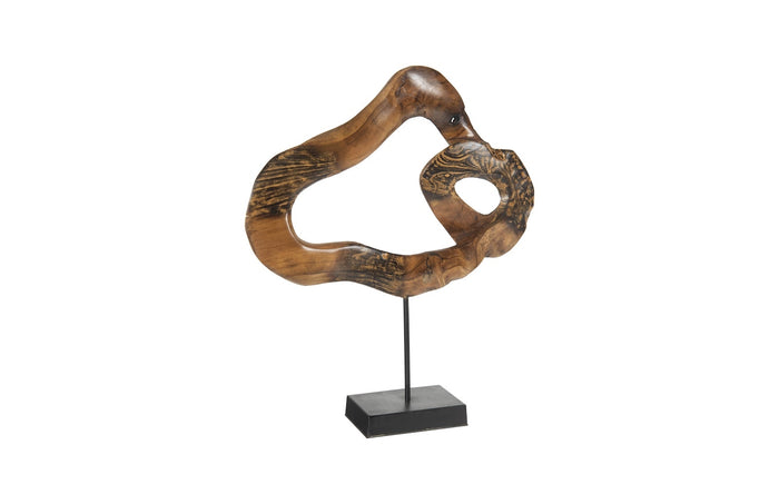 Carved Ribbon Teak Sculpture