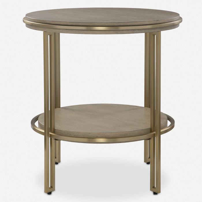 Lisa Oak & Brass End Table