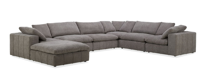 Terra Modern Grey Fabric Modular Sectional Sofa With Ottoman
