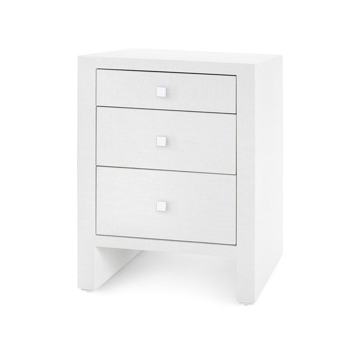 Kynlee 3 Drawer Grasscloth Chiffon White End Table/Nightstand
