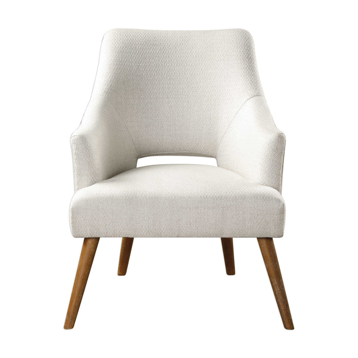 Retro Neutral Chenille Accent Chair