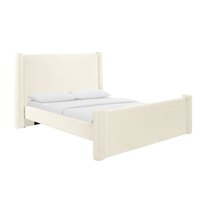 Anyah Cream Velvet Queen Bed