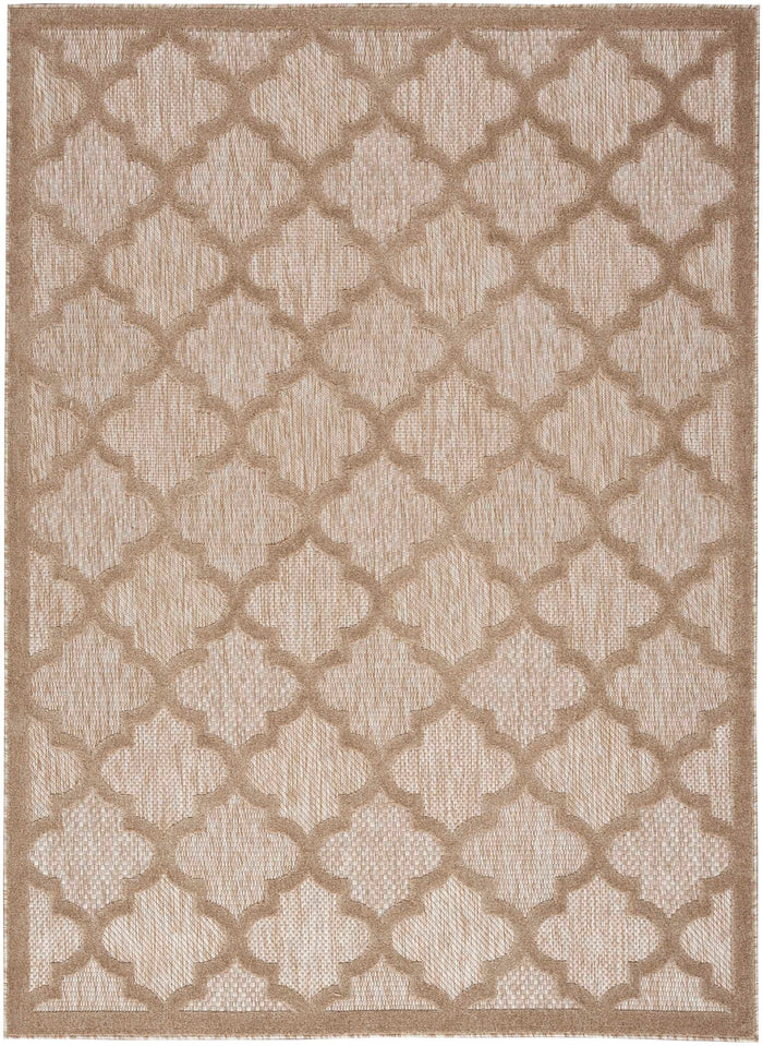 Asako Indoor/Outdoor Natural Beige Trellis Pattern Area Rug - Elegance Collection