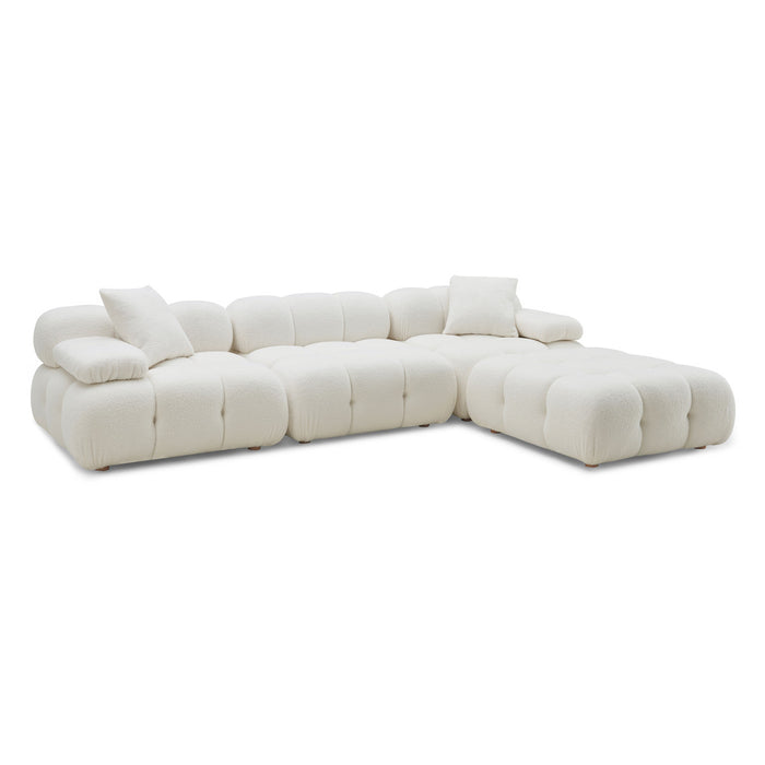 Vogue Cream Vegan Shearling 4 Piece Modular Sectional - Luxury Living Collection