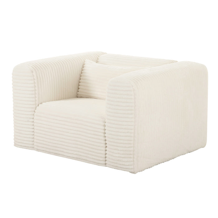 Telav Fluffy Oversized Cream Corduroy Armchair