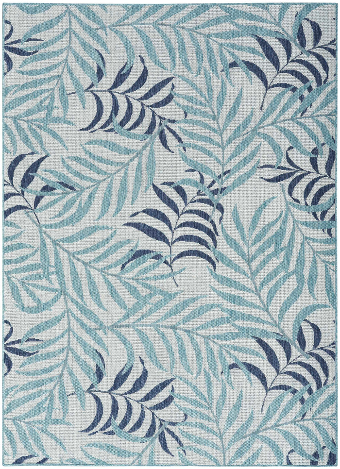Annaleisa Indoor/Outdoor Blue Leaves Area Rug - Elegance Collection
